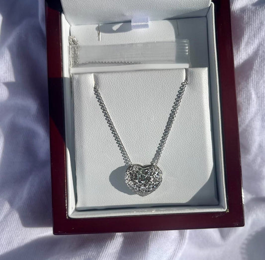 silver/ cubic zirconium heart necklace